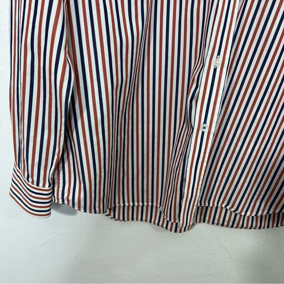 J. McLaughin Orange Navy Stripe Flip Cuff Button Up Shirt Size L - Picture 6 of 13